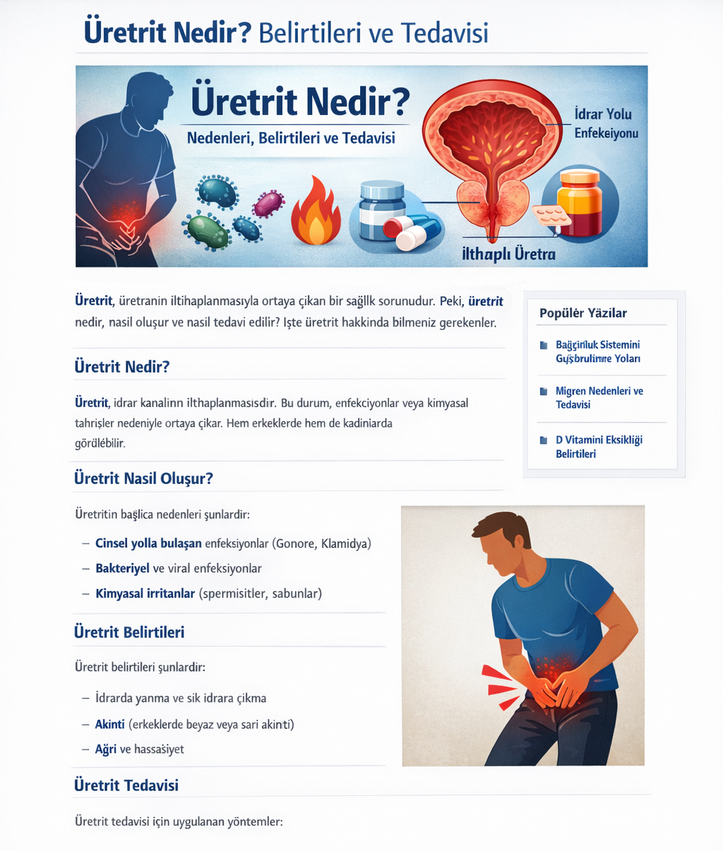 Üretrit nedir belirtileri ve tedavisi idrar yolu enfeksiyonu